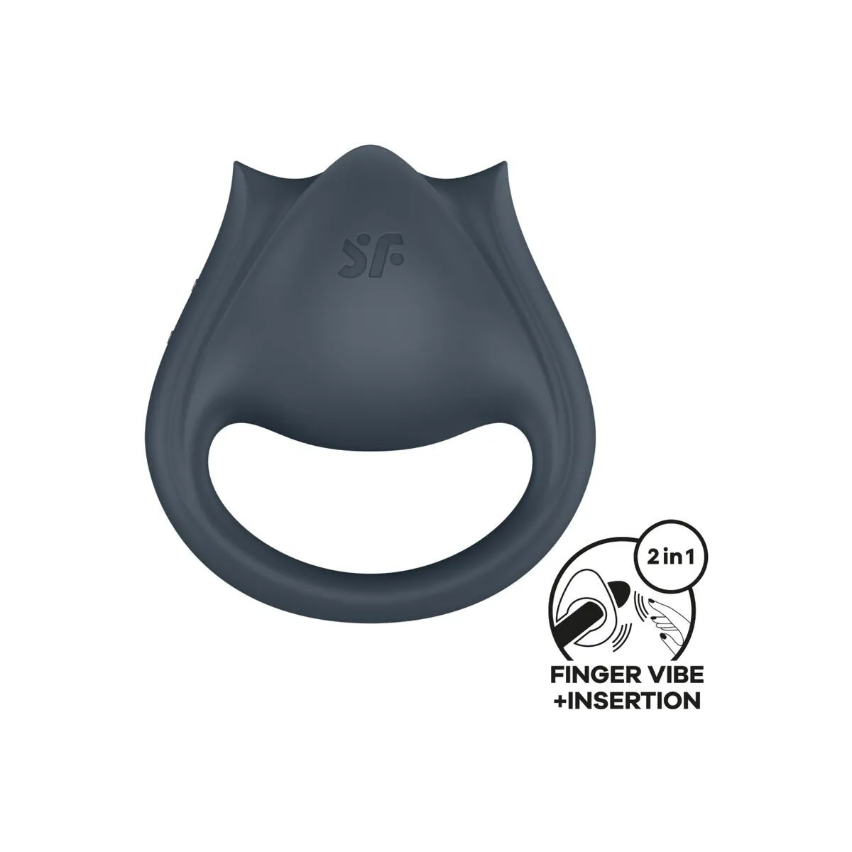 Perfect Pair 2 Multivibrator 2 In 1 Penisring und Fingerstimulator Grau von Satisfyer Partner | Fesselliebe.de