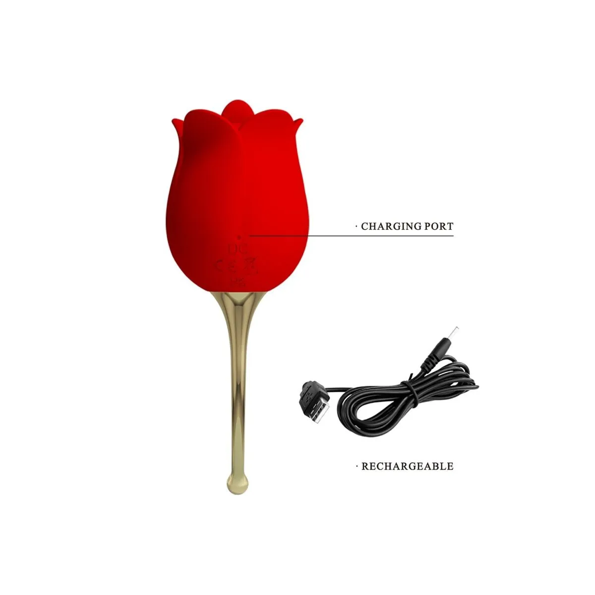 Rose Lover Rose Klitoris-Stimulator 12 Vibrationen Rot von Pretty Love | Fesselliebe.de