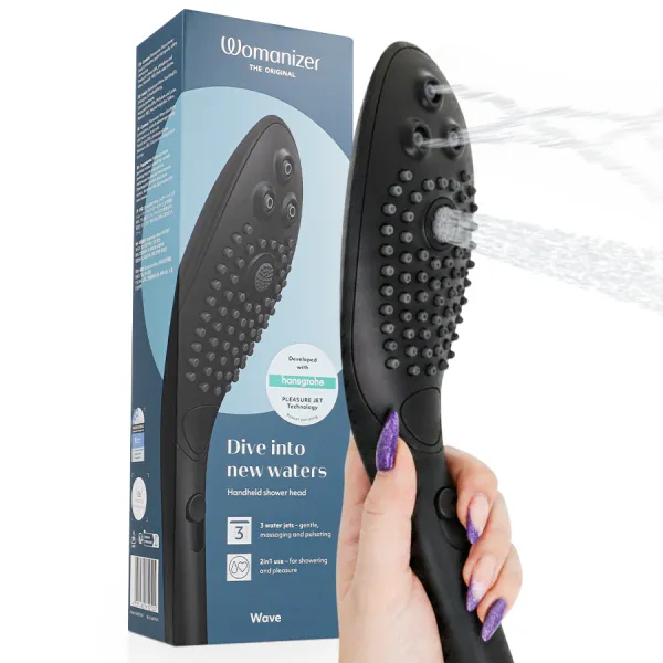 Wave Klitoralstimulierender Duschkopf Schwarz von Womanizer | Fesselliebe.de