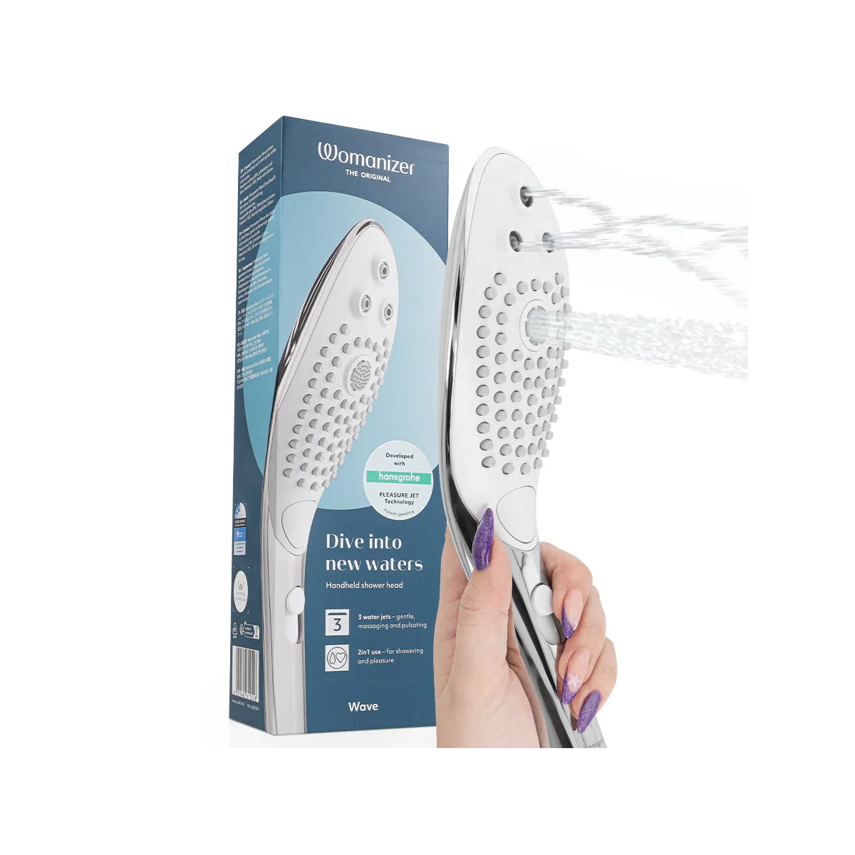 Wave Klitoralstimulierender Duschkopf Chrom von Womanizer | Fesselliebe.de