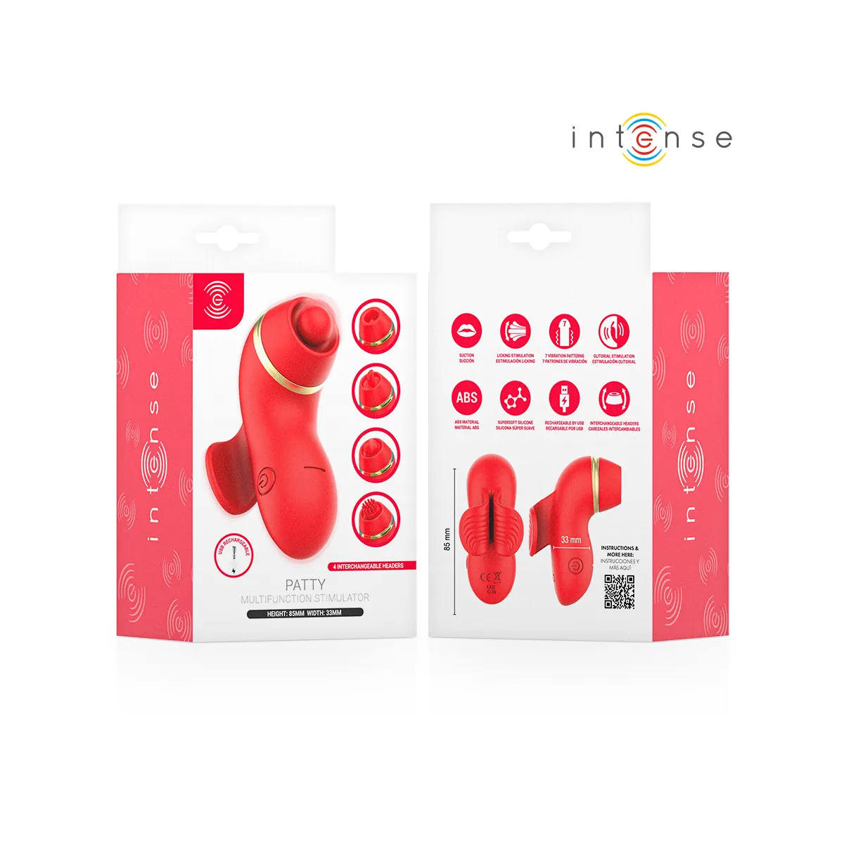 Patty-Stimulator mit 4 Aufsätzen, Saug-, Kletter-, Kitzel- und Leckfunktion von Intense Fun | Fesselliebe.de