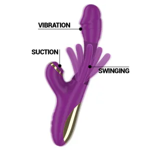 Ateneo wiederaufladbarer Multifunktionsvibrator 7 Vibrationen mit Oszillierender Zunge und Lila Saugrohr von Intense Fun