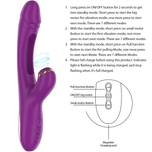 Ateneo wiederaufladbarer Multifunktionsvibrator 7 Vibrationen mit Oszillierender Zunge und Lila Saugrohr von Intense Fun