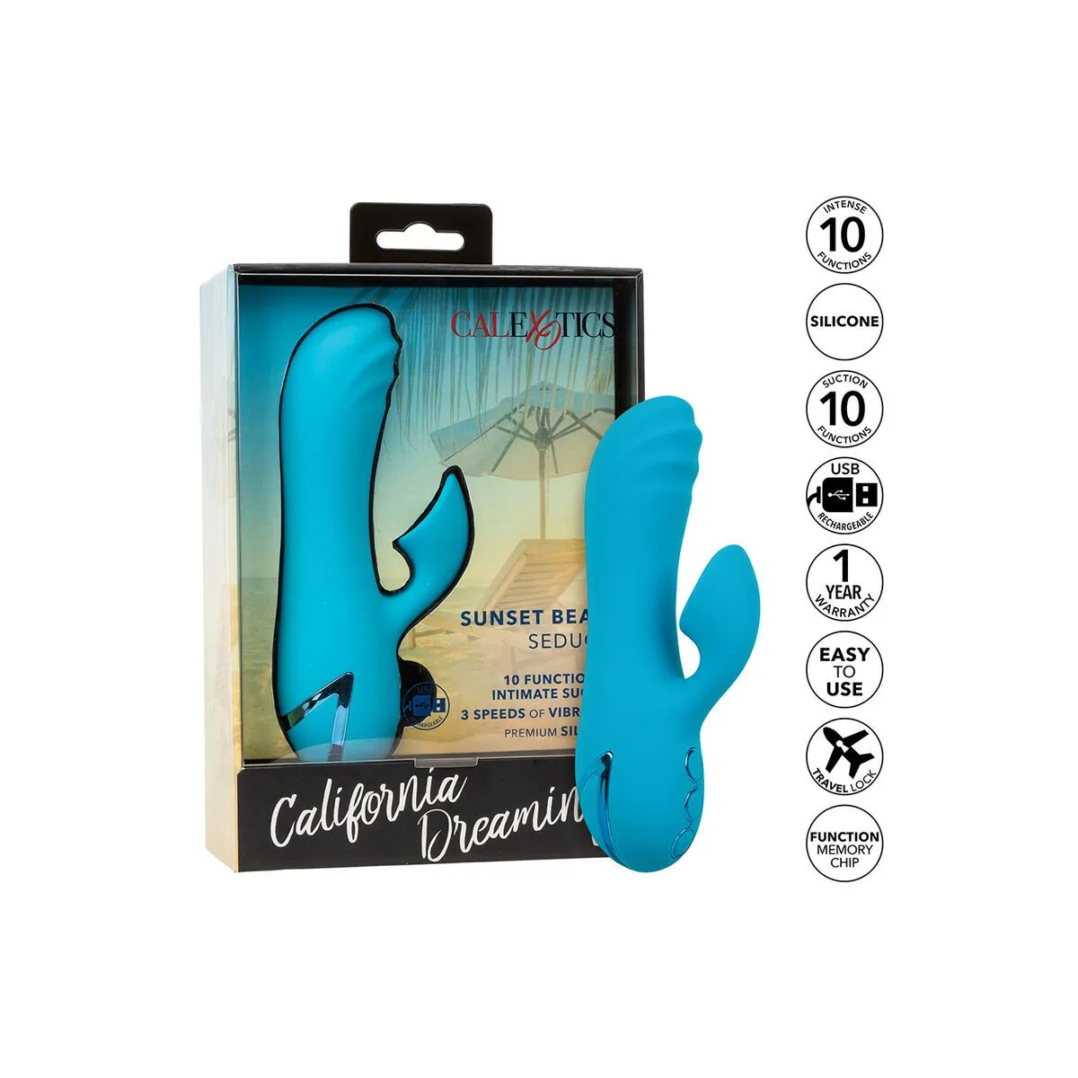 Sunset Beach Seducer Vibrator & Stimulator 10 Funktionen Blau von Calexotics | Fesselliebe.de