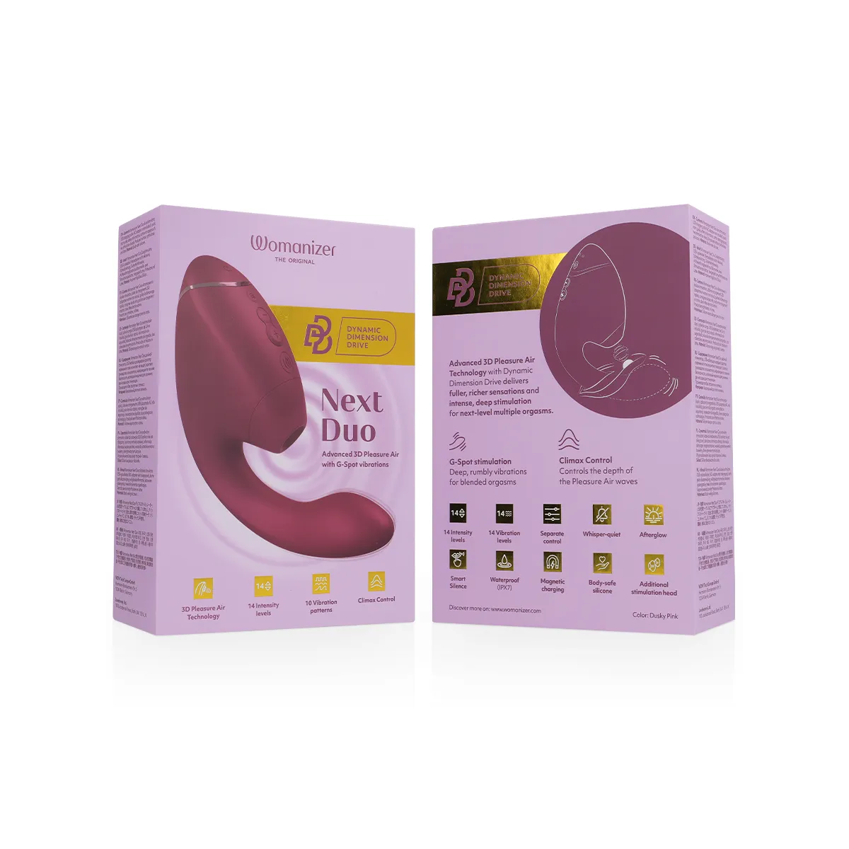 Duo Next Doppelter Klitoris- & G-Punkt-Stimulator, Dunkles Rosa von Womanizer | Fesselliebe.de