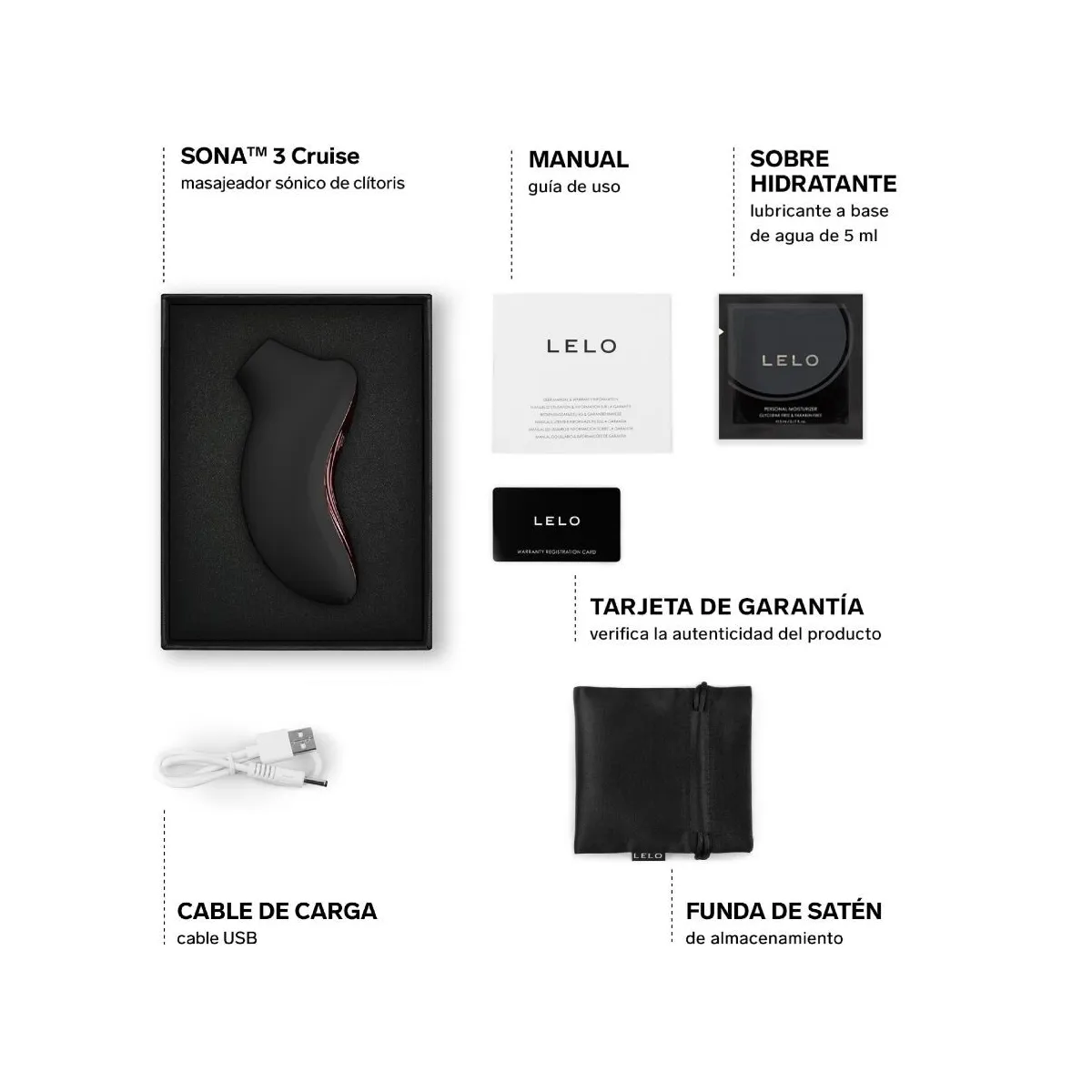 Sona 3 Cruise Sonic Klitoralsager Schwarz von Lelo | Fesselliebe.de