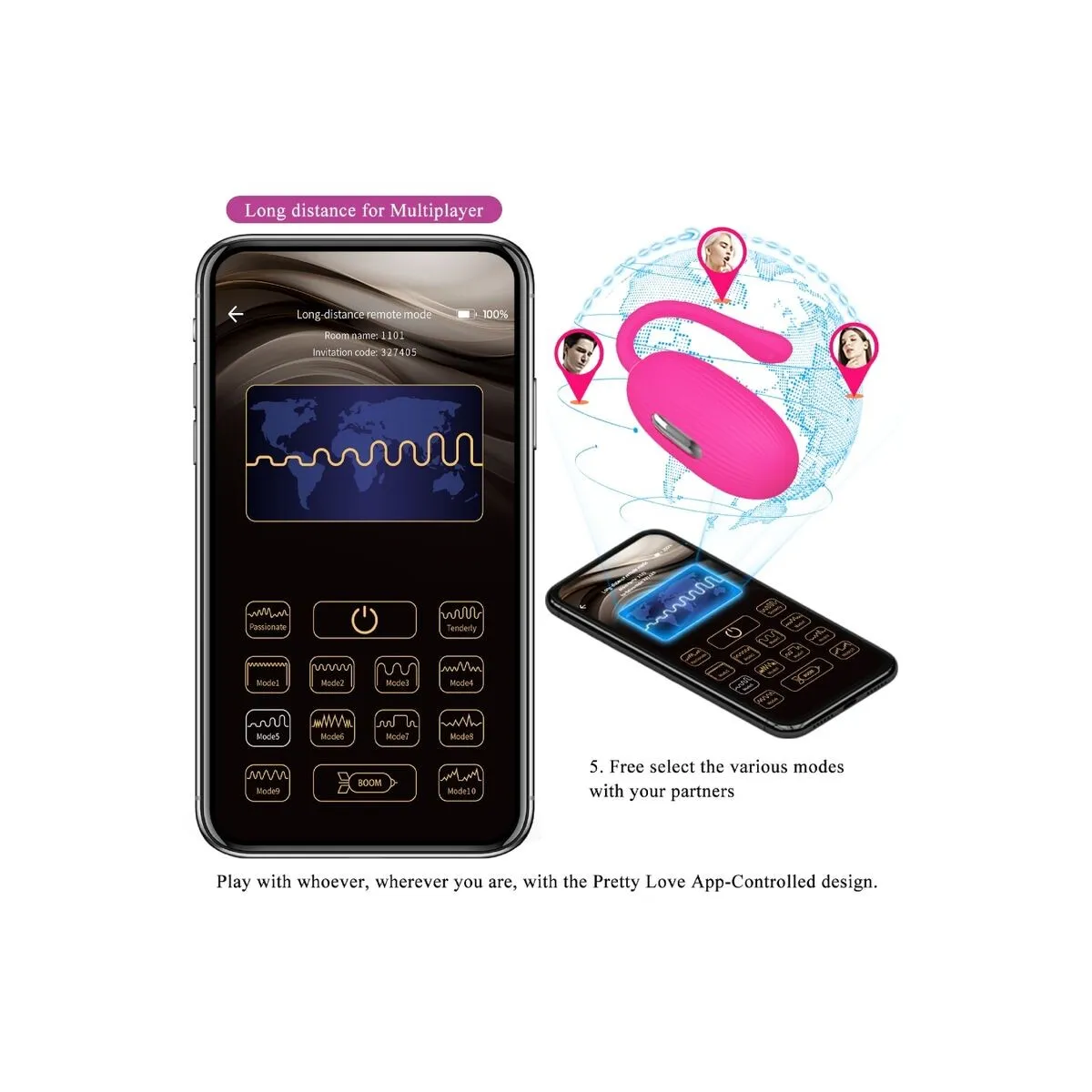 Doreen wiederaufladbares Vibrierendes Ei Magenta mit Fernbedienung von Pretty Love Smart | Fesselliebe.de