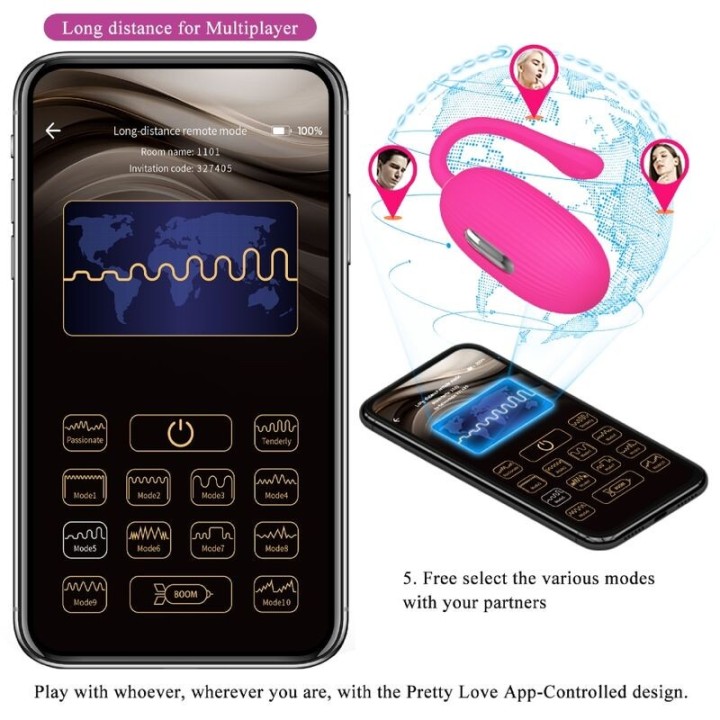 Doreen wiederaufladbares Vibrierendes Ei Magenta mit Fernbedienung von Pretty Love Smart | Fesselliebe.de