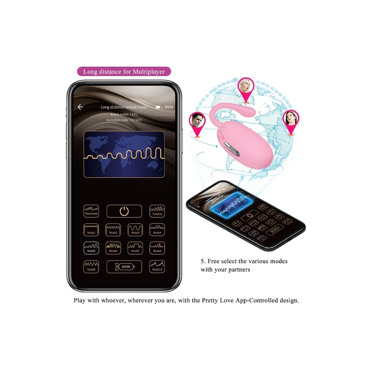 Doreen Pink wiederaufladbares Vibrations-Ei von Pretty Love Smart | Fesselliebe.de