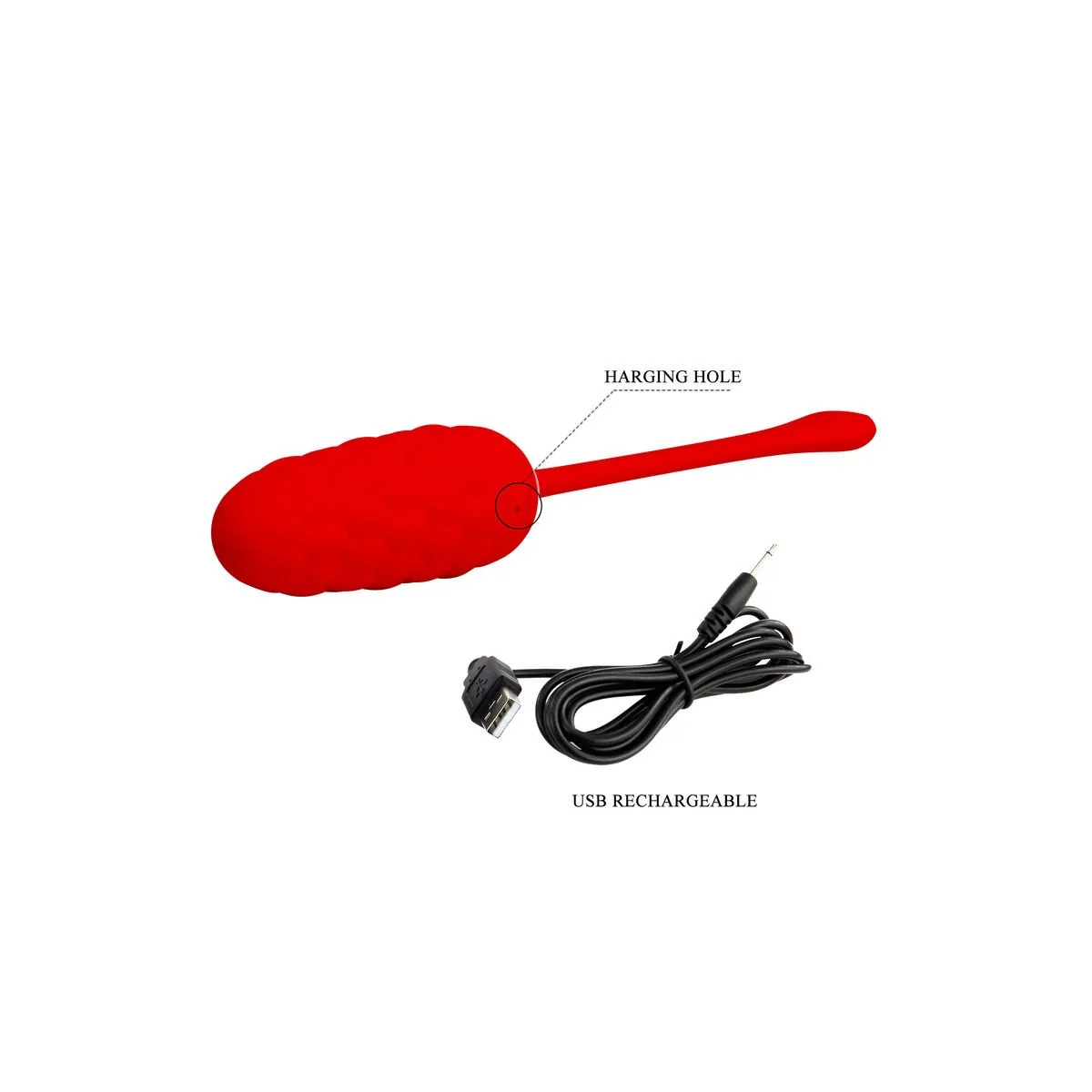 Vibrierendes Ei mit Roter wiederaufladbarer Meerestextur von Pretty Love Smart | Fesselliebe.de