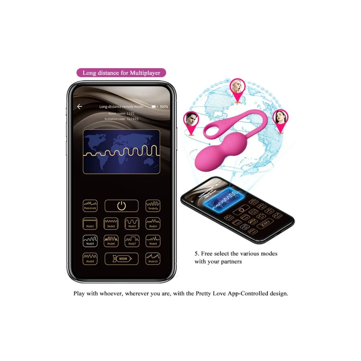 Elvira Pink wiederaufladbare Vibrierbälle von Pretty Love Smart | Fesselliebe.de