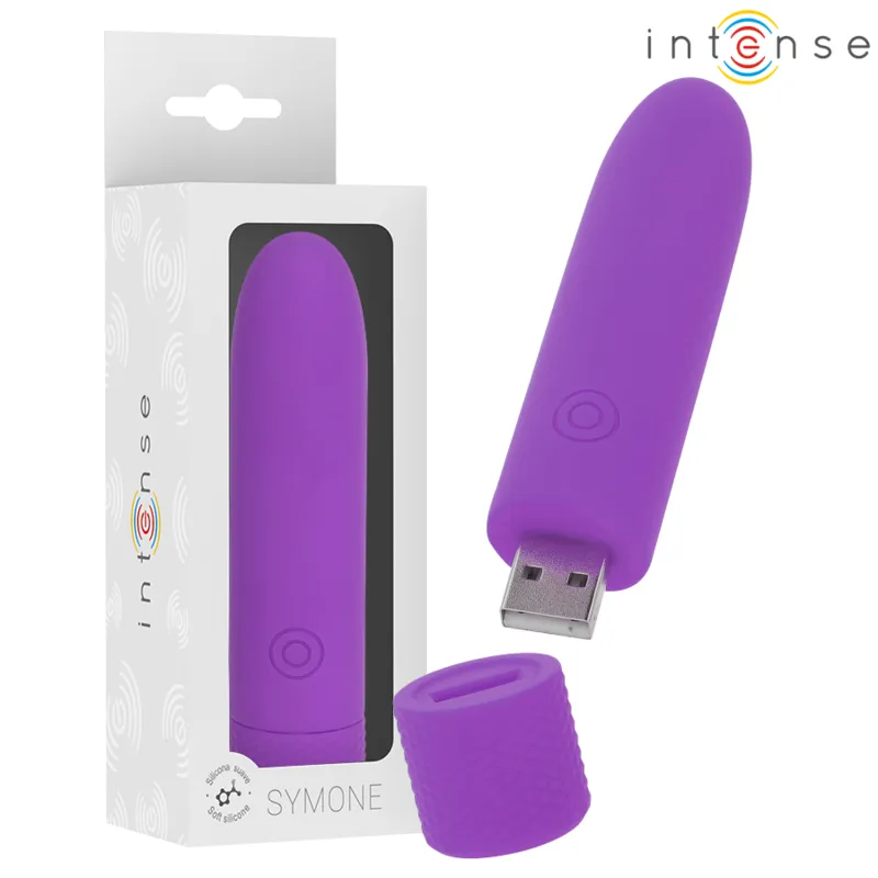 Symone Usb wiederaufladbarer Vibrierender Bullet 8 Vibrationen Lila 10 X 2,2 cm von Intense Fun | Fesselliebe.de
