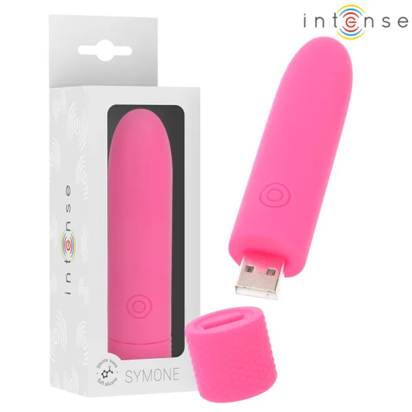 Symone Usb wiederaufladbarer Vibrierender Bullet 8 Vibrationen Rosa 10 X 2,2 cm von Intense Fun | Fesselliebe.de