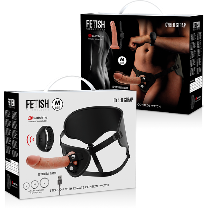 Harness mit Fernbedienung Dildo Watchme M Technologie von Cyber Strap | Fesselliebe.de