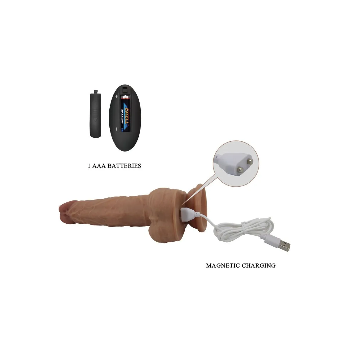 Jonathan Silikondildo 3 Vibrationen + 3 Einführmassnahmen mit Fernbedienung 21 cm von Pretty Love High Grade | Fesselliebe.de