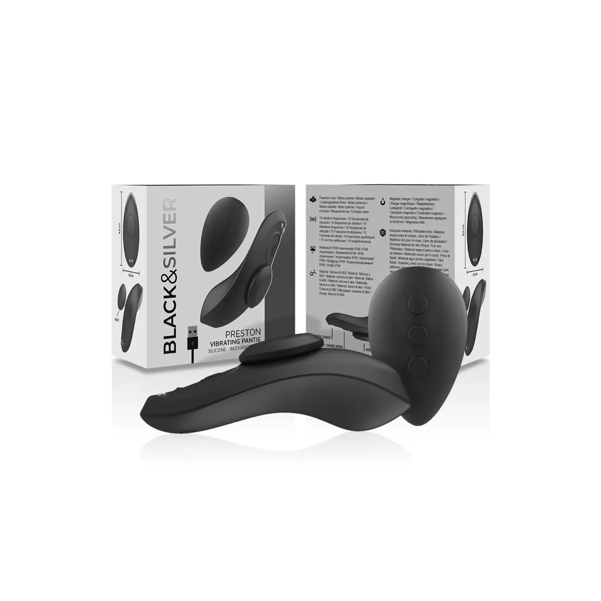 Preston wiederaufladbarer Silikon-Vibrator-Pantie Schwarz von Black&Silver | Fesselliebe.de