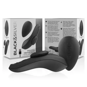 Preston wiederaufladbarer Silikon-Vibrator-Pantie Schwarz von Black&Silver