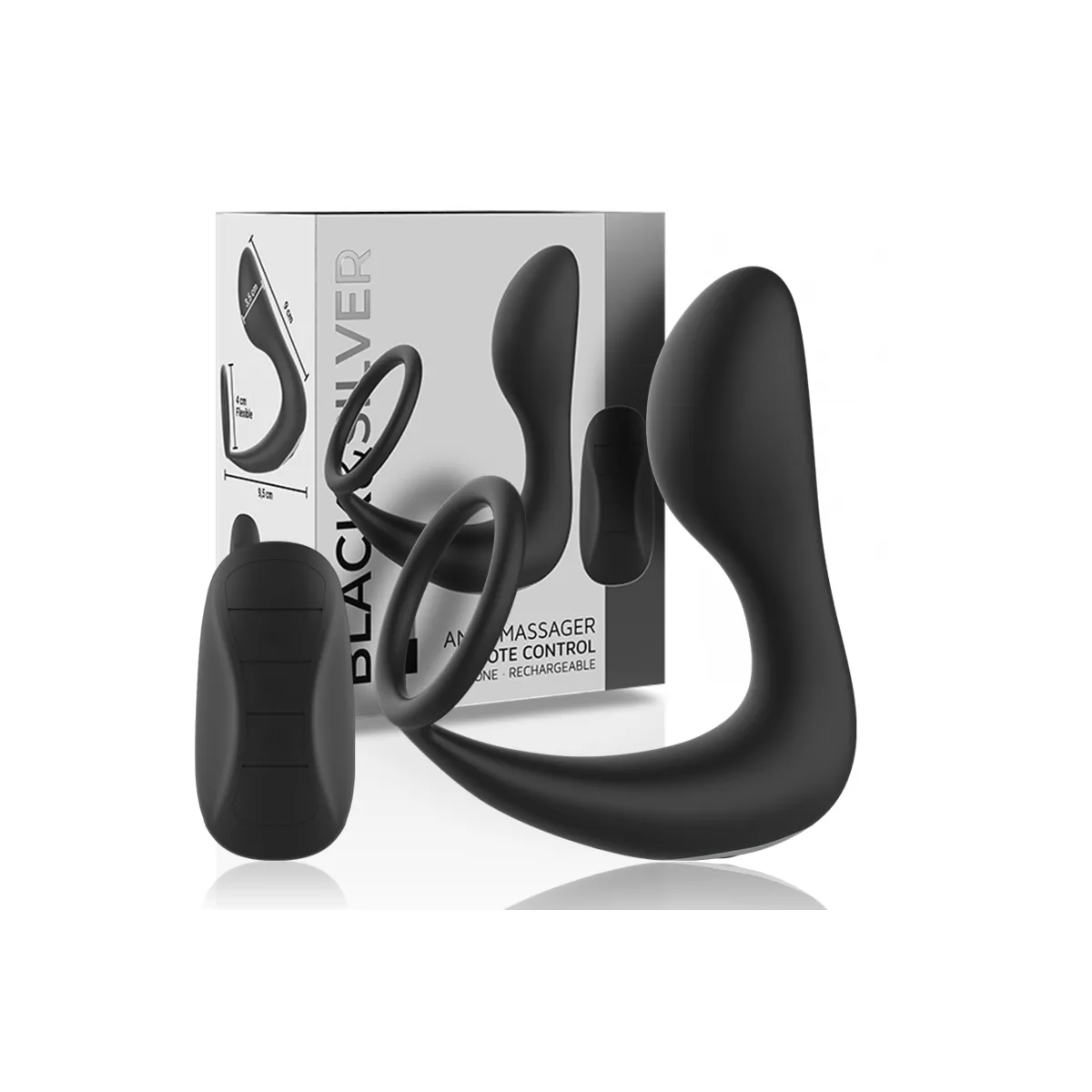 Analmassager mit Fernbedienung, wiederaufladbares Silikon Schwarz von Black&Silver | Fesselliebe.de