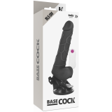 Realistischer Vibrator mit Fernbedienung Schwarz mit Hoden 19,5 cm -O- 4 cm von Basecock | Fesselliebe.de