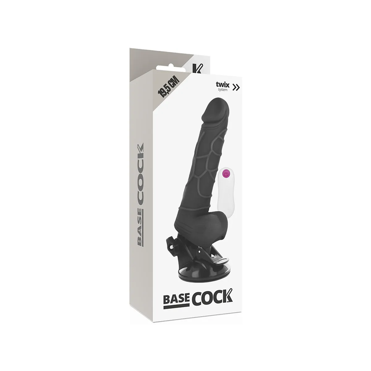 Realistischer Vibrator mit Fernbedienung Schwarz mit Hoden 19,5 cm -O- 4 cm von Basecock | Fesselliebe.de