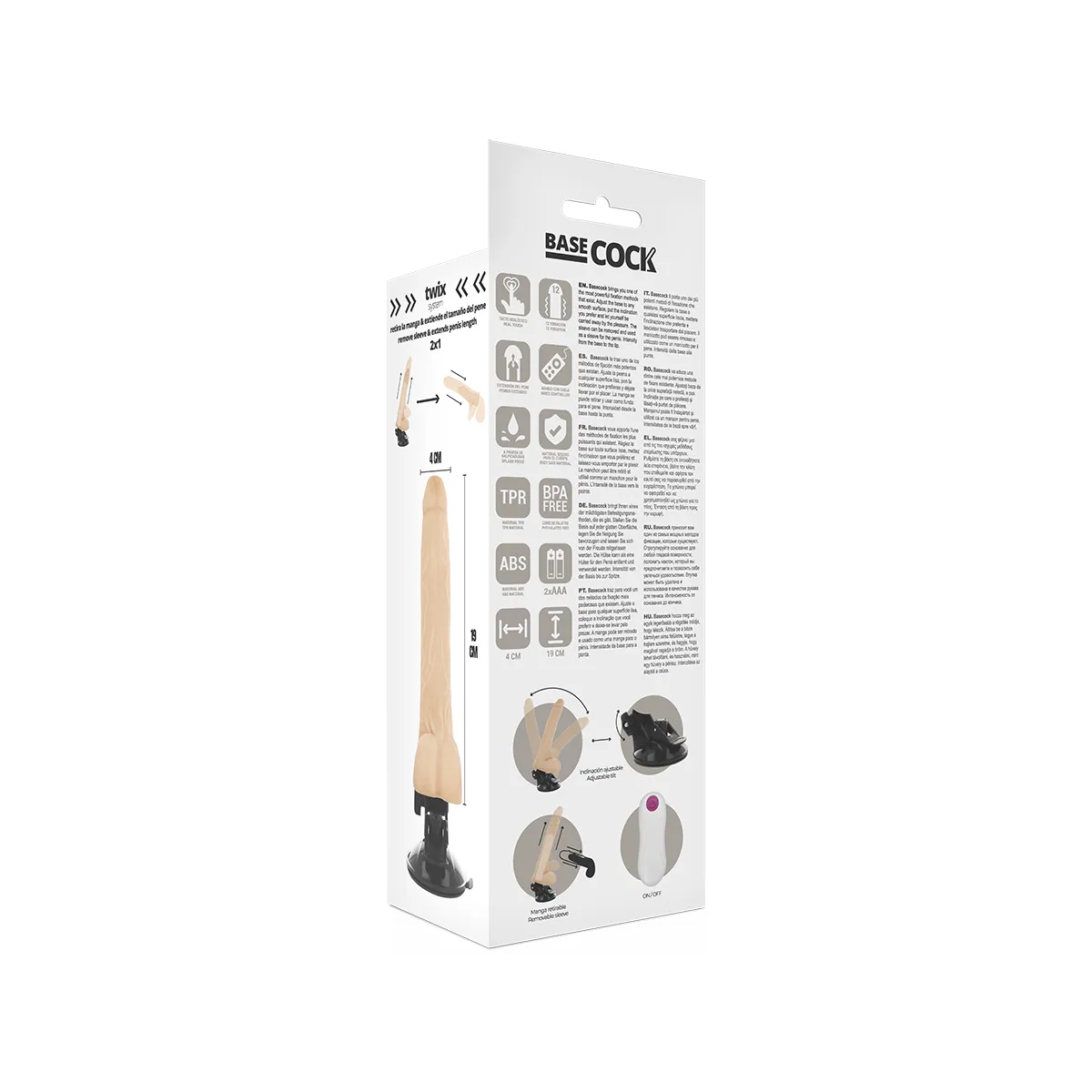 Realistischer Vibrator mit Fernbedienung natürlich 19 cm -O- 4 cm von Basecock | Fesselliebe.de