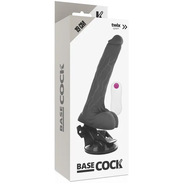 Realistischer Vibrator mit Fernbedienung Schwarz 19 cm -O- 4 cm von Basecock | Fesselliebe.de