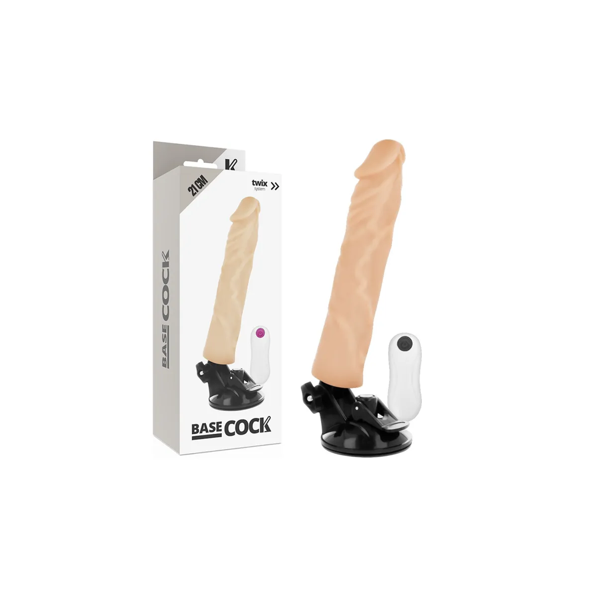 Realistischer Vibrator mit Fernbedienung Naturweiss 21 cm -O- 4 cm von Basecock | Fesselliebe.de