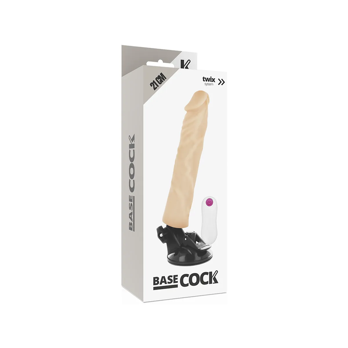 Realistischer Vibrator mit Fernbedienung Naturweiss 21 cm -O- 4 cm von Basecock | Fesselliebe.de