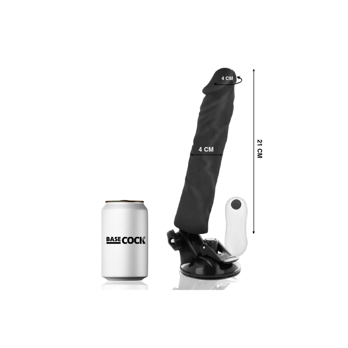 Realistischer Vibrator mit Fernbedienung Schwarz 21 cm -O- 4 cm von Basecock | Fesselliebe.de