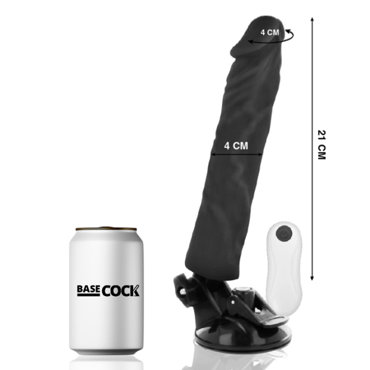 Realistischer Vibrator mit Fernbedienung Schwarz 21 cm -O- 4 cm von Basecock | Fesselliebe.de