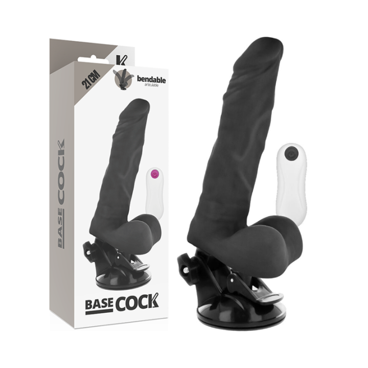 Biegsamer Vibrator mit Fernbedienung Schwarz 21 cm -O- 5 cm von Basecock | Fesselliebe.de