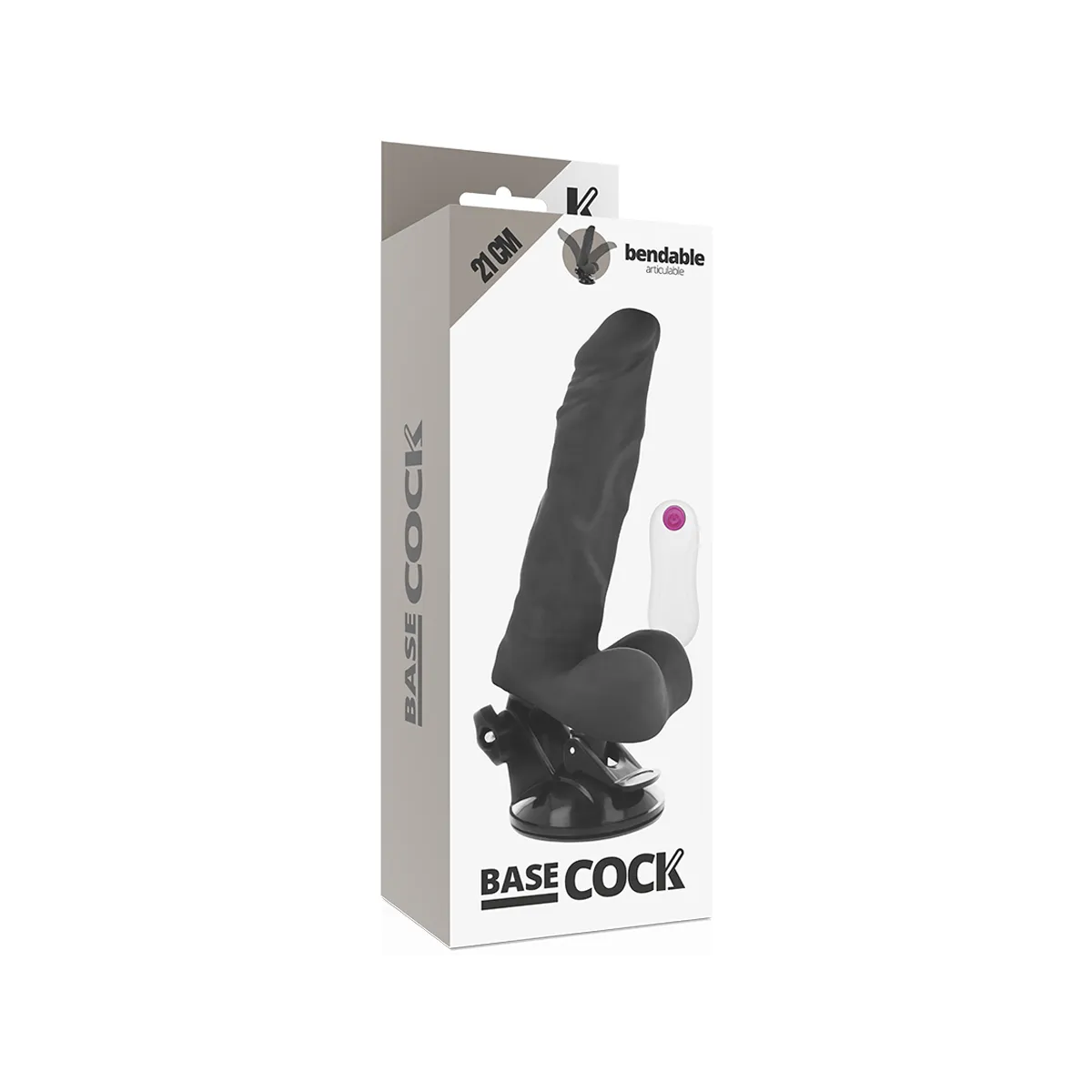Biegsamer Vibrator mit Fernbedienung Schwarz 21 cm -O- 5 cm von Basecock | Fesselliebe.de