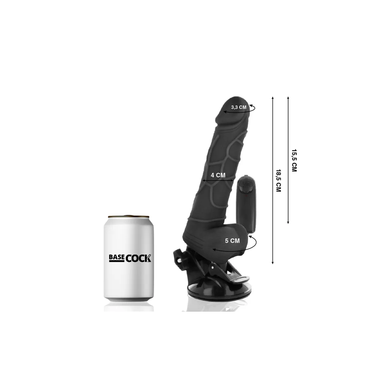 Realistischer Vibrator mit Fernbedienung Schwarz 18,5 cm -O- 4cm von Basecock | Fesselliebe.de