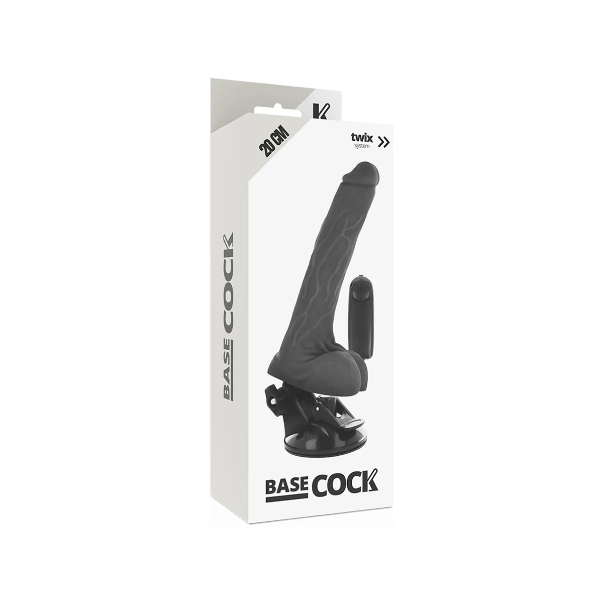 Realistischer Vibrator mit Fernbedienung Schwarz mit Hoden 20 cm -O- 4 cm von Basecock | Fesselliebe.de