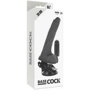 Realistischer Vibrator mit Fernbedienung Schwarz mit Hoden 20 cm -O- 4 cm von Basecock