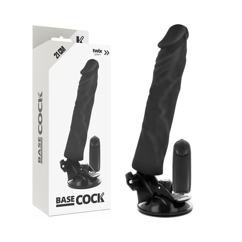 Realistischer Vibrator mit Fernbedienung Schwarz 21 cm -O- 4 cm von Basecock | Fesselliebe.de