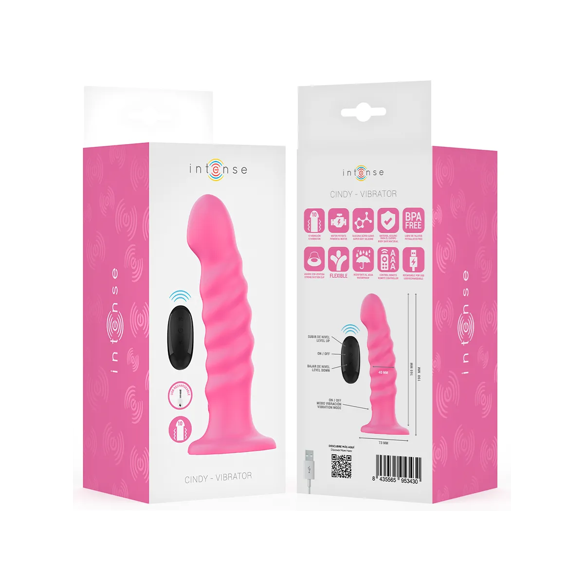 Cindy Vibrator Grösse L Spiralendesign 10 Vibrationen Rosa mit Fernbedienung von Intense Fun | Fesselliebe.de