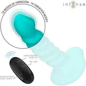 Buffy Vibrator Grösse S Spirale Design 10 Vibrationen Blau mit Fernbedienung von Intense Fun