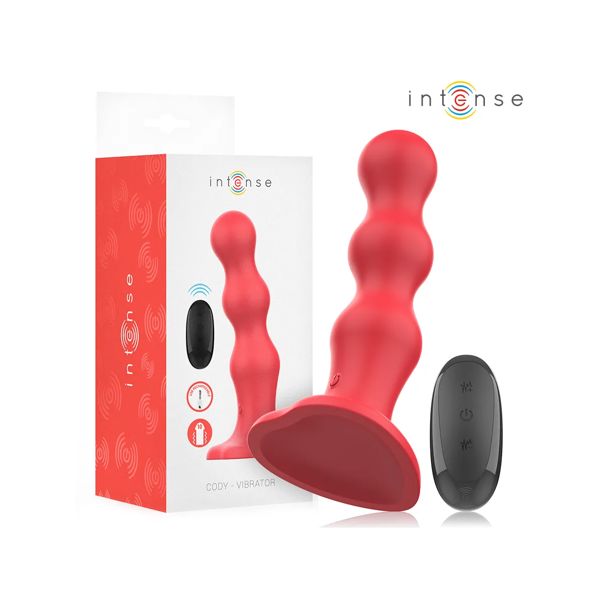 Cody Vibrator mit Saugnäpfen Rote mit Fernbedienung von Intense Fun | Fesselliebe.de