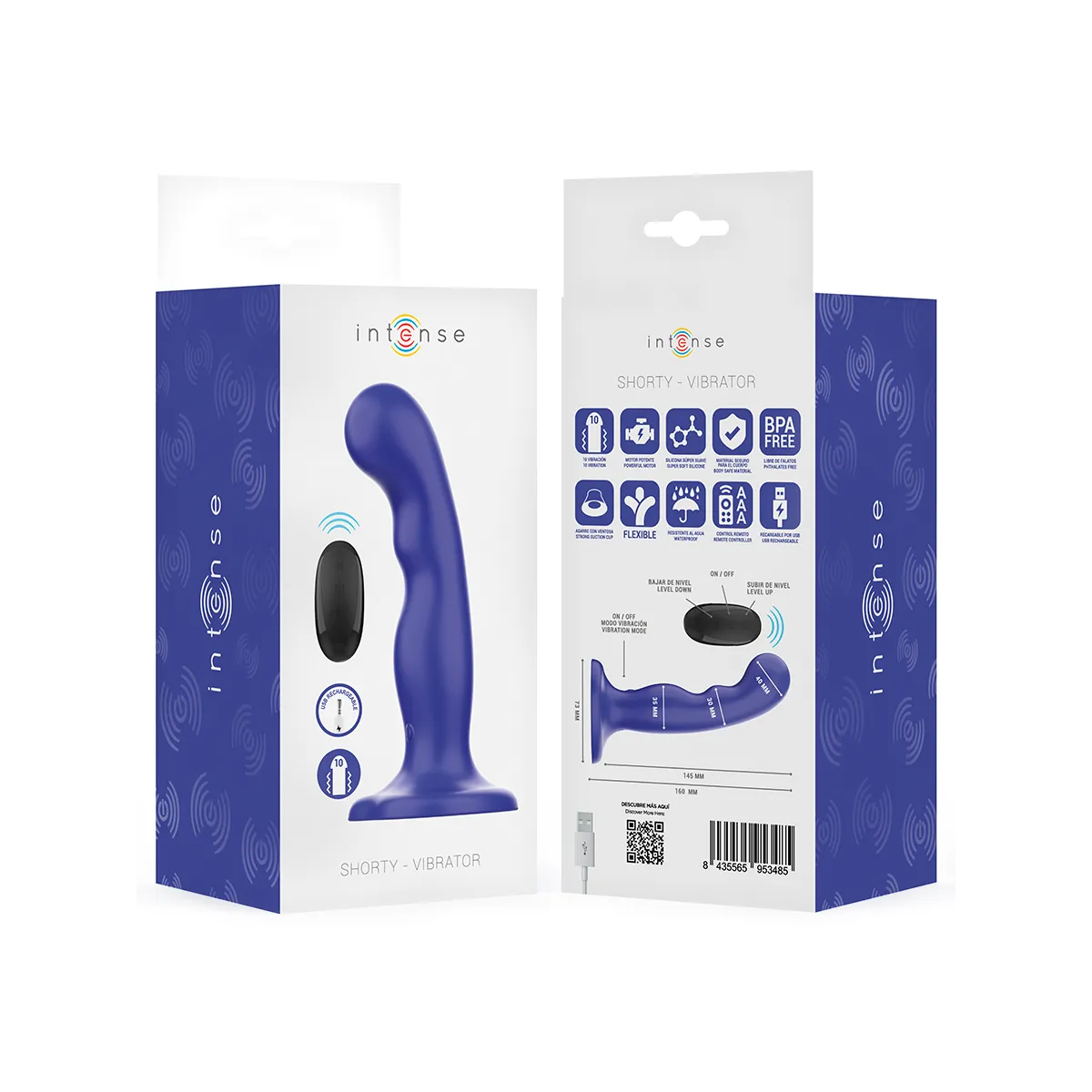 Shorty Vibrator mit Saugnäpfen Blau mit Fernbedienung von Intense Fun | Fesselliebe.de