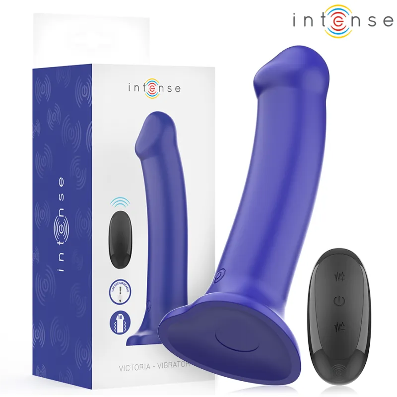 Victoria Vibrator mit Saugnapf 10 Vibrationen Dunkelblau mit Fernbedienung von Intense Fun | Fesselliebe.de