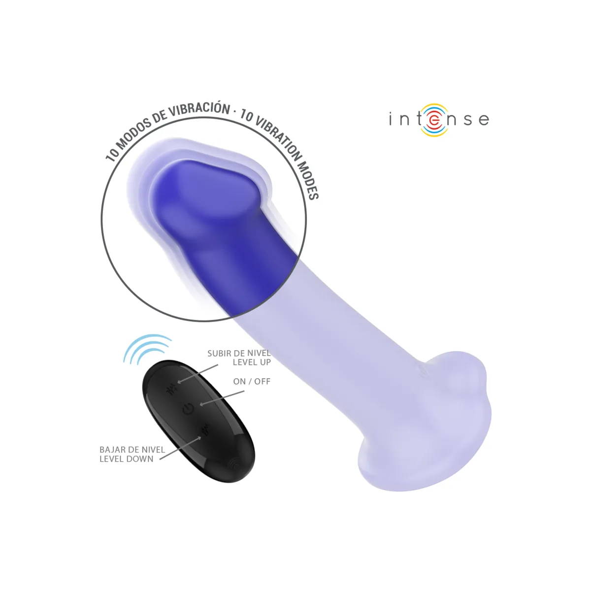 Victoria Vibrator mit Saugnapf 10 Vibrationen Dunkelblau mit Fernbedienung von Intense Fun | Fesselliebe.de