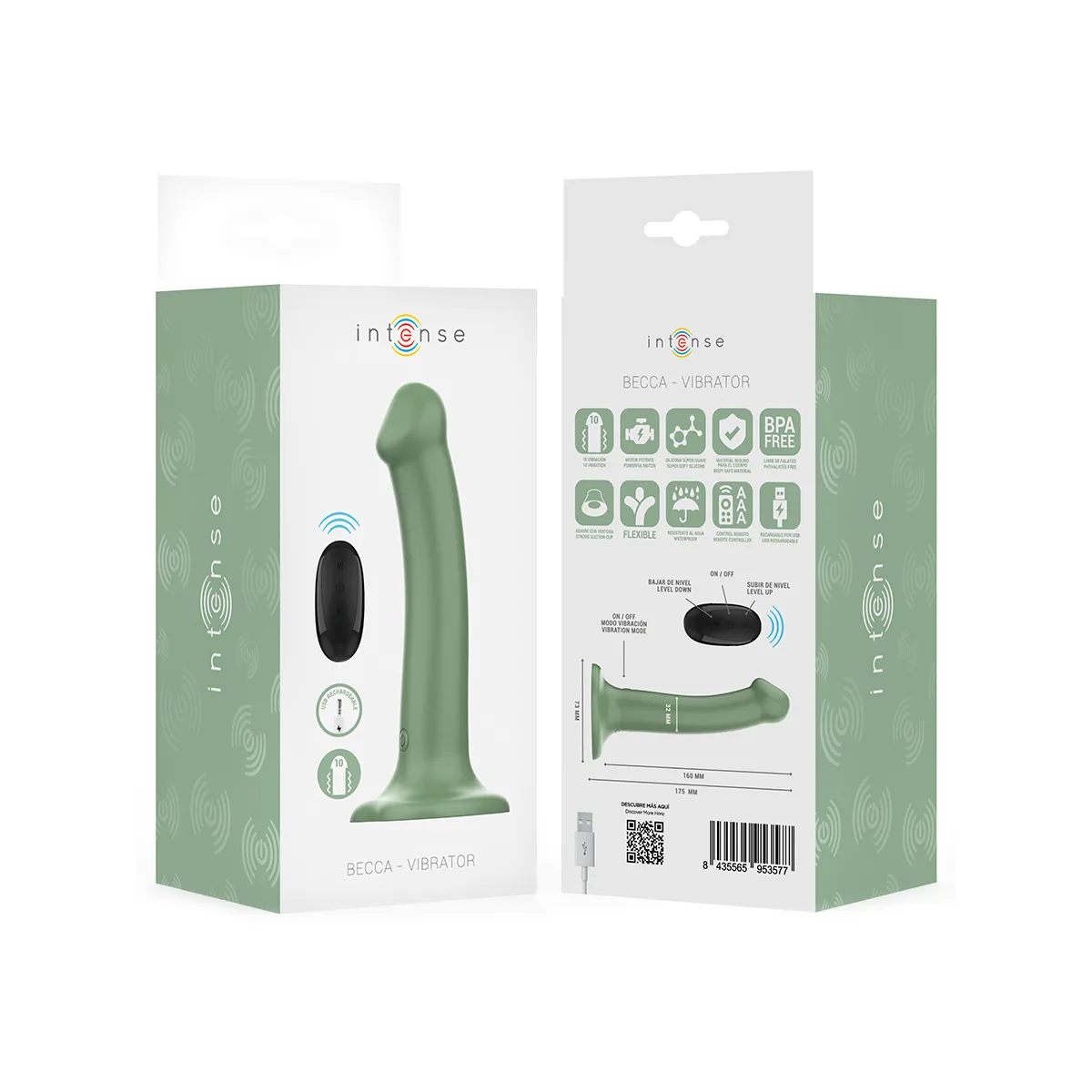 Becca Vibrator mit Saugnapf 10 Vibrationen Grüne mit Fernbedienung von Intense Fun | Fesselliebe.de