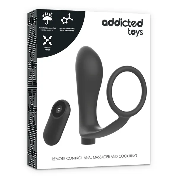Penisring mit Fernbedienung Analplug Schwarz wiederaufladbar von Addicted Toys | Fesselliebe.de