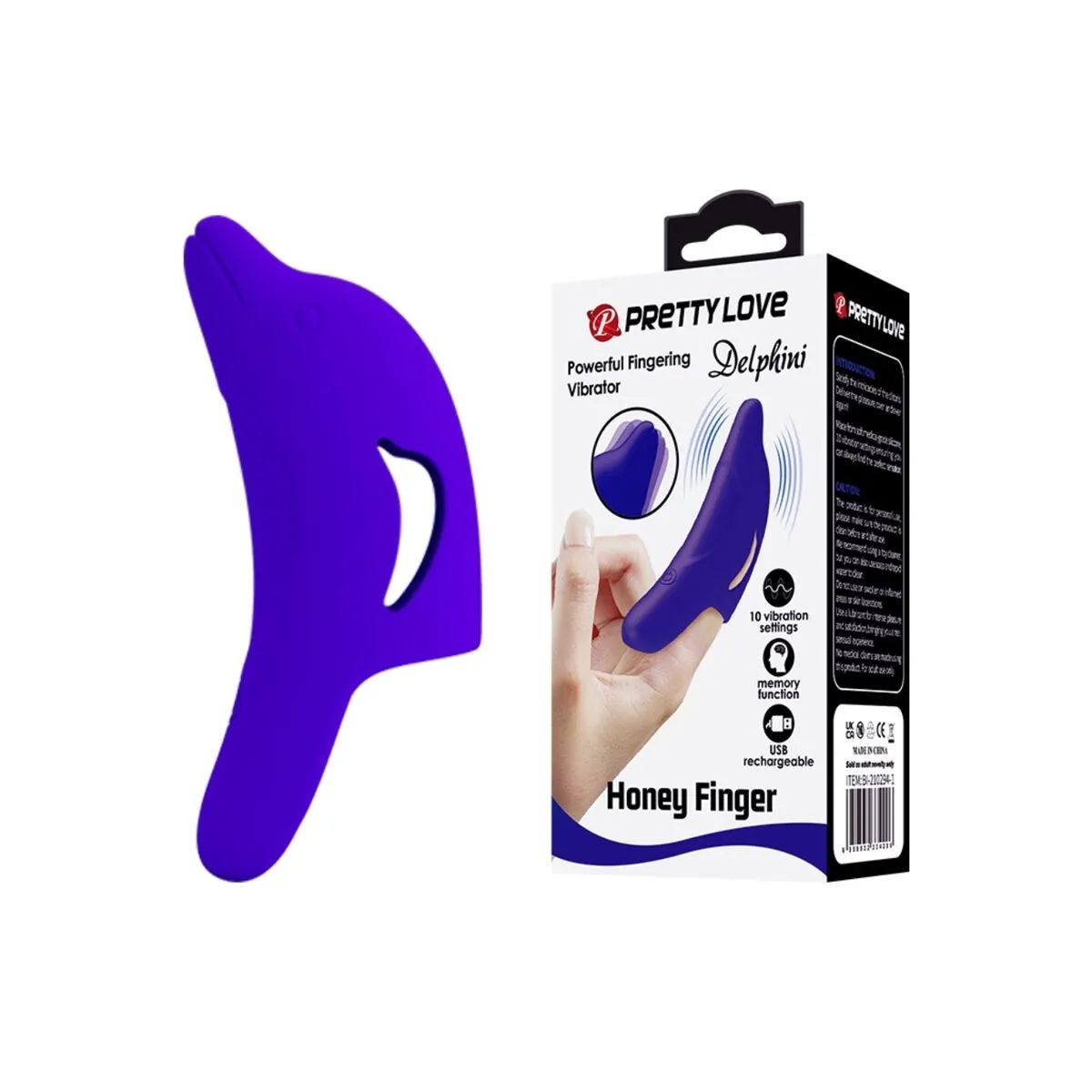 Delphini Leistungsstarker Dunkelblauer Fingerstimulator von Pretty Love | Fesselliebe.de