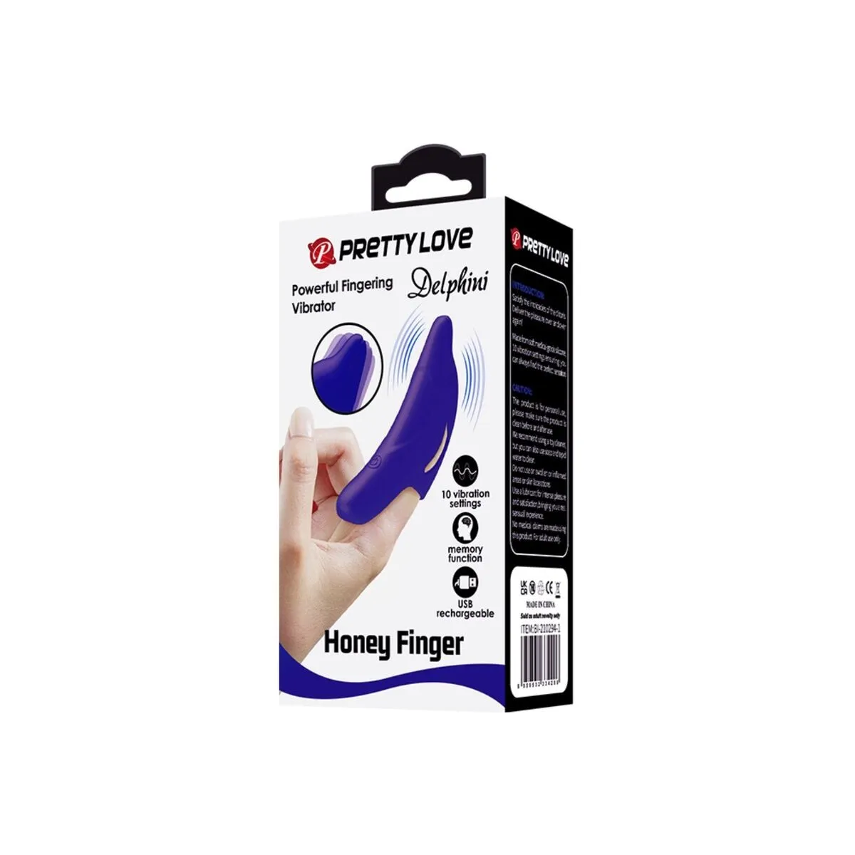 Delphini Leistungsstarker Dunkelblauer Fingerstimulator von Pretty Love | Fesselliebe.de