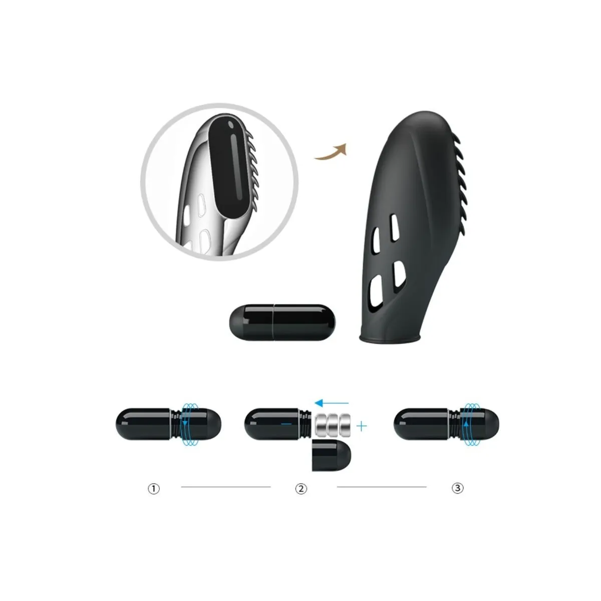 Gilo Silikon-Fingervibrator Schwarz von Pretty Love | Fesselliebe.de