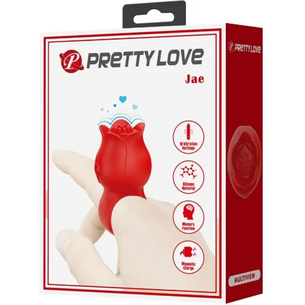Jae Rose Förmiger Fingervibrator 10 Vibrationen Rot von Pretty Love | Fesselliebe.de