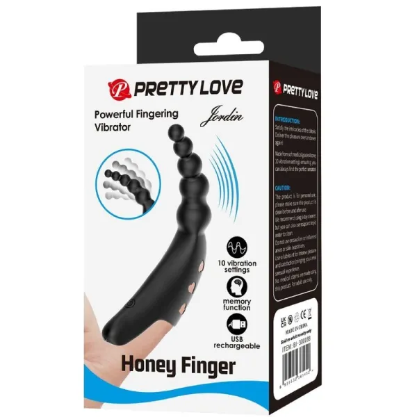 Jordin Fingervibrator 10 Vibrationen Schwarz von Pretty Love | Fesselliebe.de