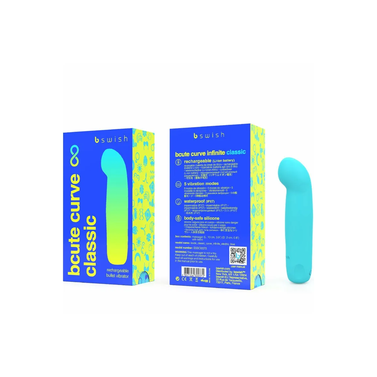 Bcute Curve Infinite Klassischer wiederaufladbarer Vibrator aus Blauem Silikon von B Swish | Fesselliebe.de